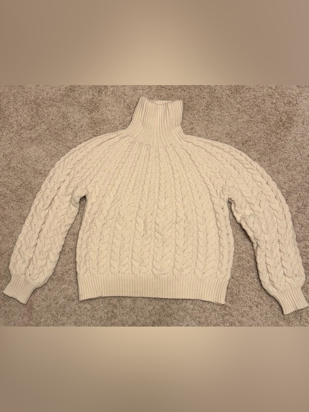 Cream Cable Knit Turtleneck Sweater